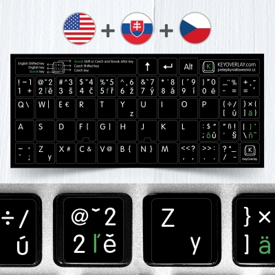 Czech, English and Slovak non transparent keyboard stickers (extended version)
