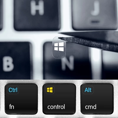 Windows & Linux nálepky na klávesy – průhledné štítky pro podsvícené klávesnice