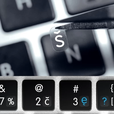 Estonské transparentní mini přelepky na tmavou klávesnici