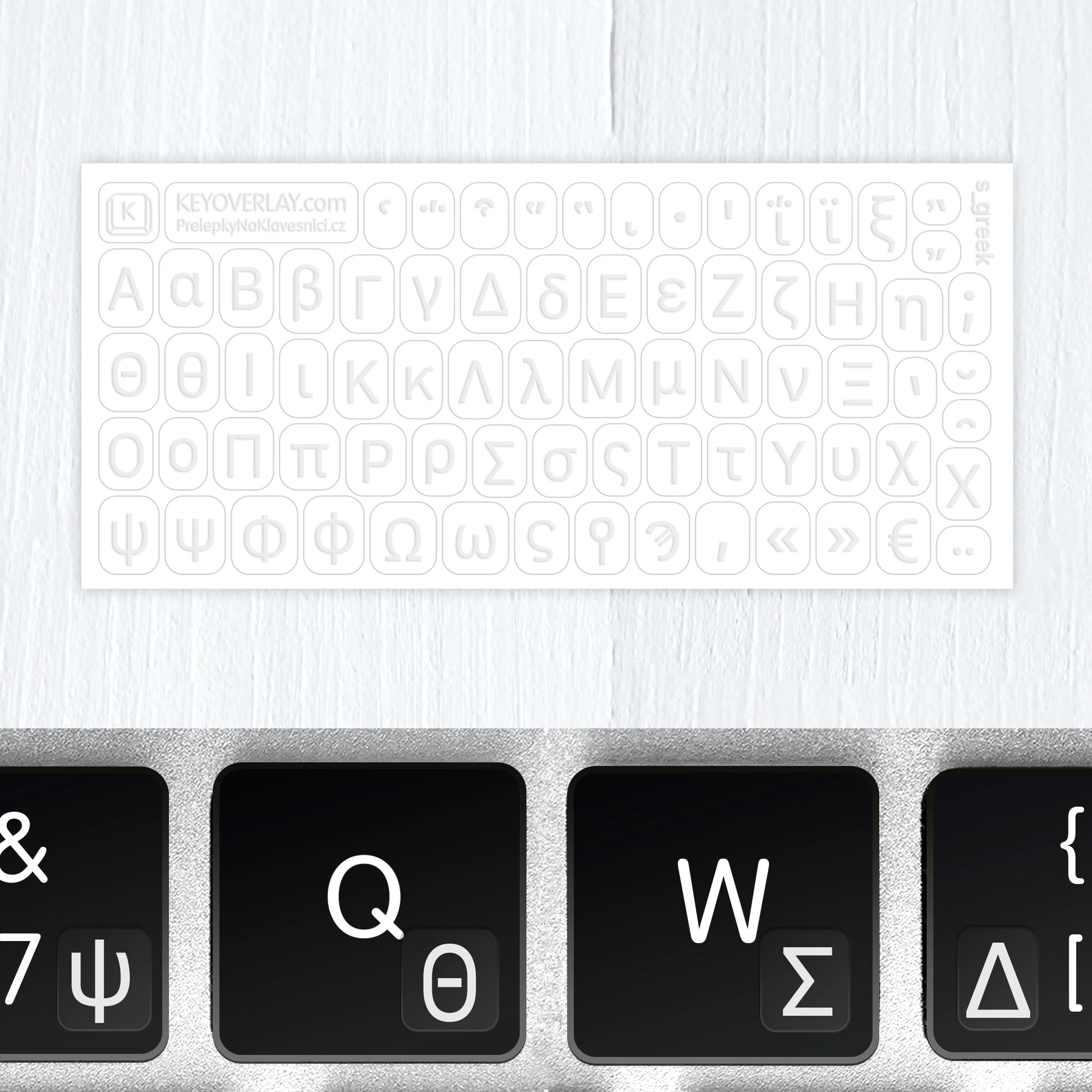 Řecké průhledné mini přelepky na klávesnici (novověká, starořečtina)