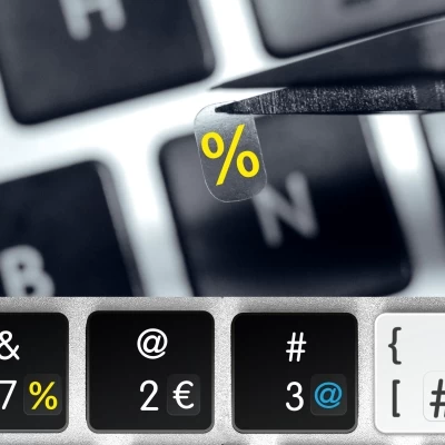 Interpunkční, matematické znaky a číslice – průhledné přelepky na klávesnici