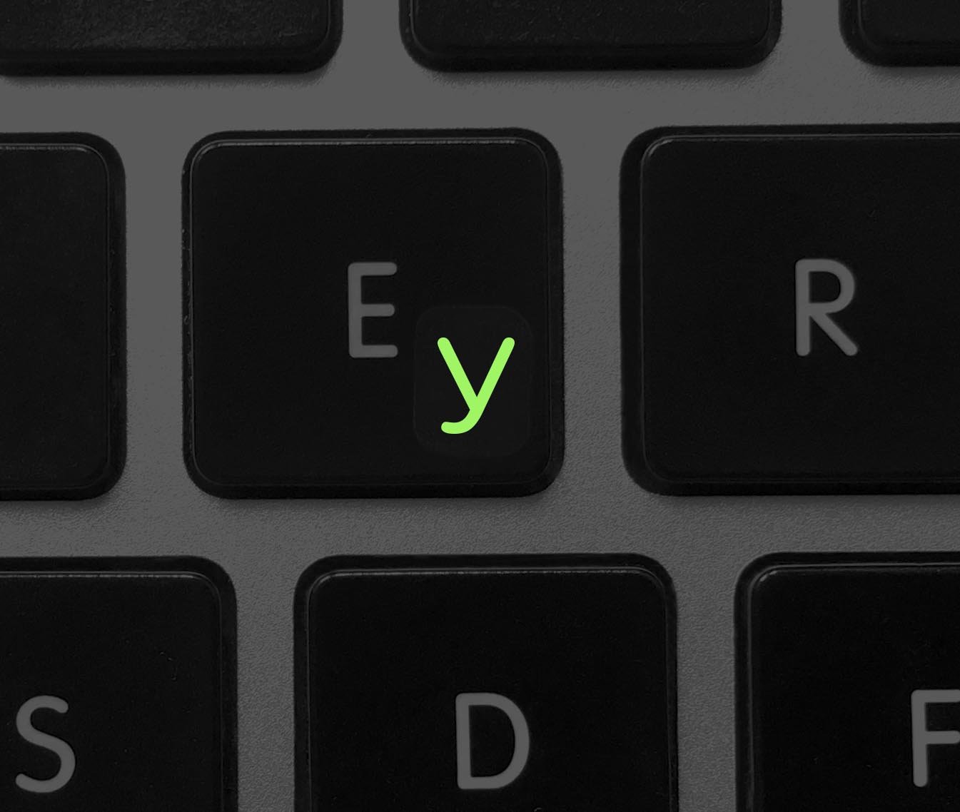 Glowing Cyrillic Small Keyboard Letters with Fluorescent Effect