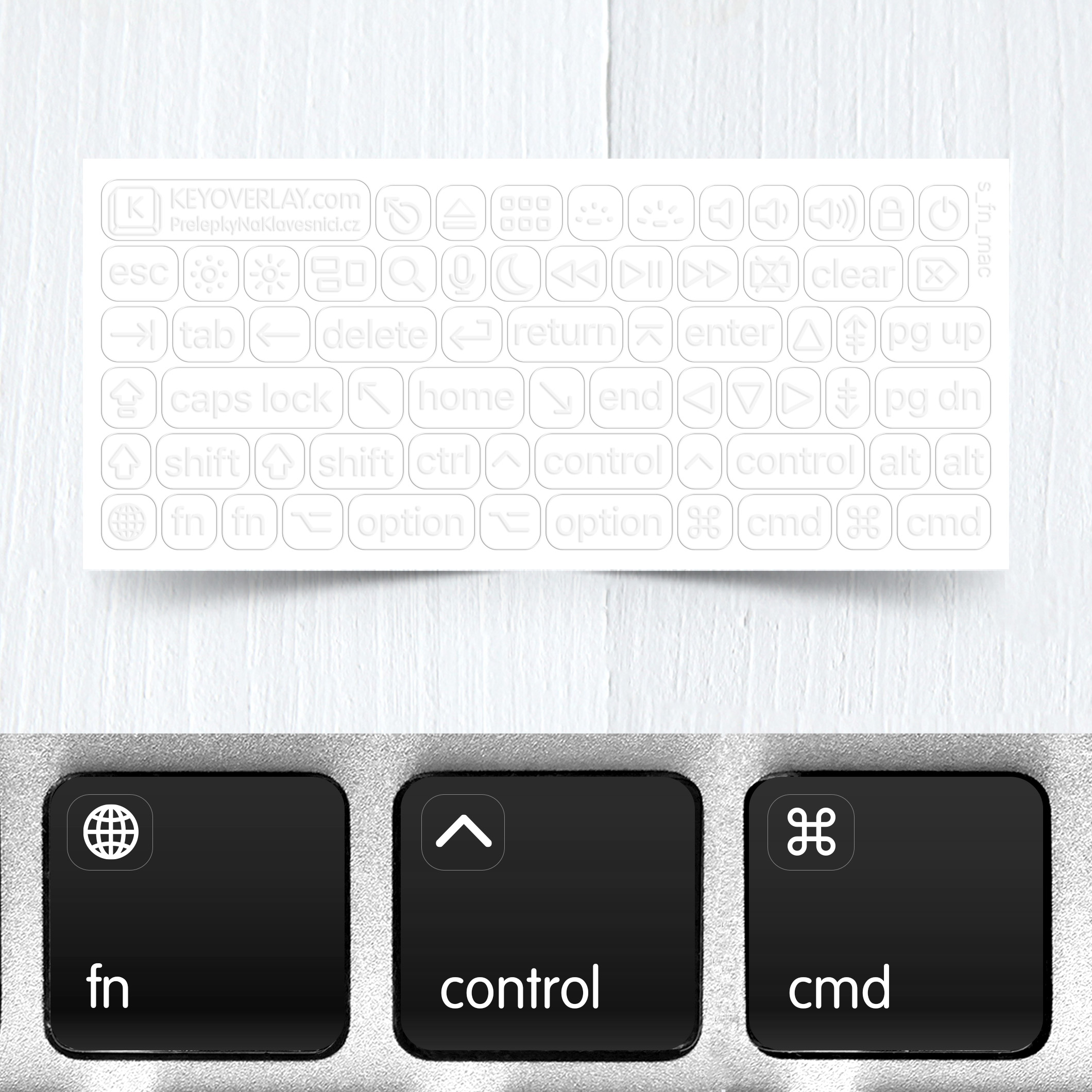 Apple Mac OS průhledné nálepky pro funkční klávesy