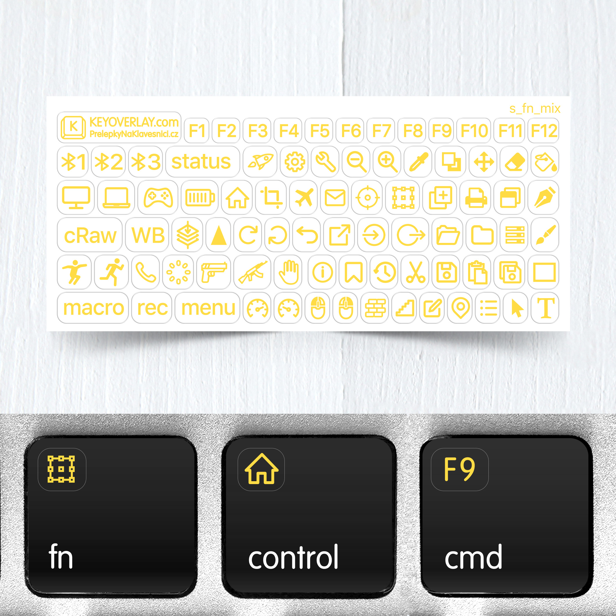 Functional, Navigation, and Gaming Symbols on Backlit Keyboards for Edits and Games