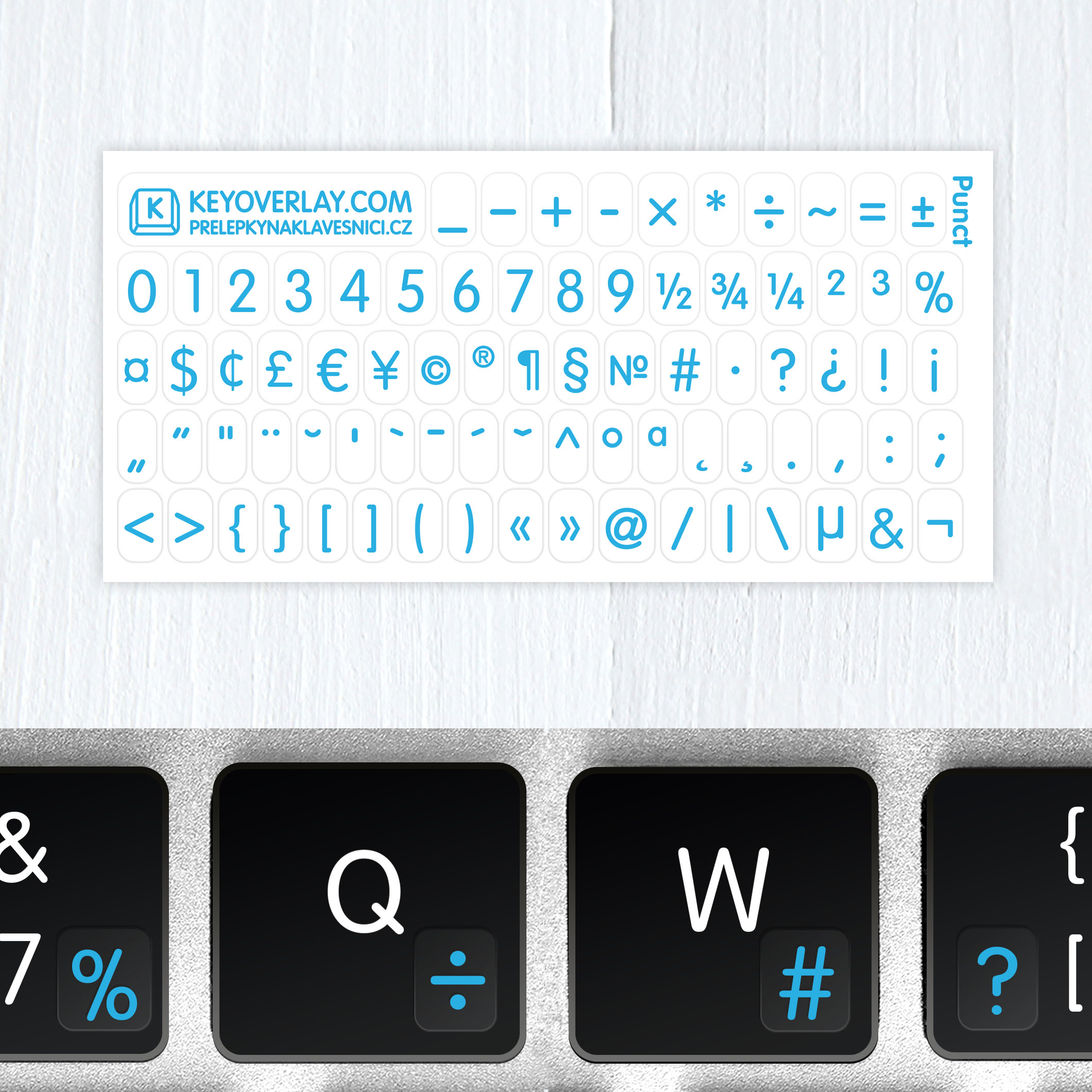 Punctuation, Mathematical Characters and Numbers – Transparent Keyboard Sticker